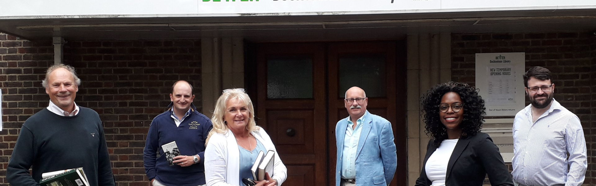 Activists outside Beckenham Library 